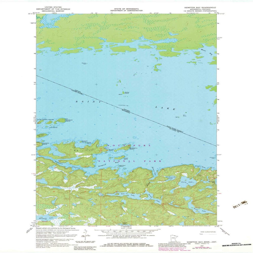 YellowMaps Kempton Bay MN topo map, 1:24000 Scale, 7.5 X 7.5 Minute, Historical, 1967, Updated 1983, 27.23 x 21.53 in - Polypropylene