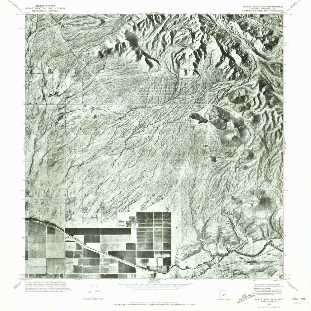 YellowMaps Sawik Mountain AZ topo map, 1:24000 Scale, 7.5 X 7.5 Minute, Historical, 1971, Updated 1972, 26.8 x 22.9 in - Polypropylene