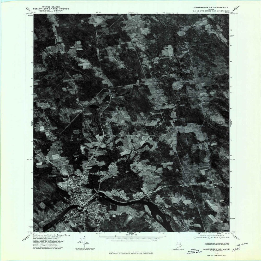 YellowMaps Skowhegan SW ME topo map, 1:24000 Scale, 7.5 X 7.5 Minute, Historical, 1975, Updated 1980, 27.3 x 21.6 in - Polypropylene