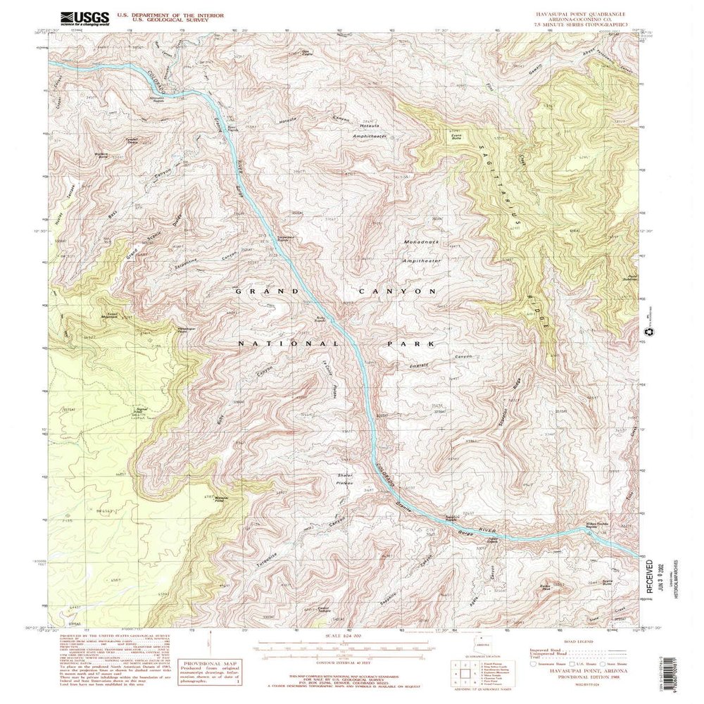 YellowMaps Havasupai Point AZ topo map, 1:24000 Scale, 7.5 X 7.5 Minute, Historical, 1988, Updated 1988, 26.9 x 22 in - Polypropylene