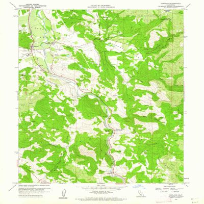 YellowMaps Hopland CA topo map, 1:24000 Scale, 7.5 X 7.5 Minute, Historical, 1960, Updated 1962, 26.8 x 22 in - Polypropylene
