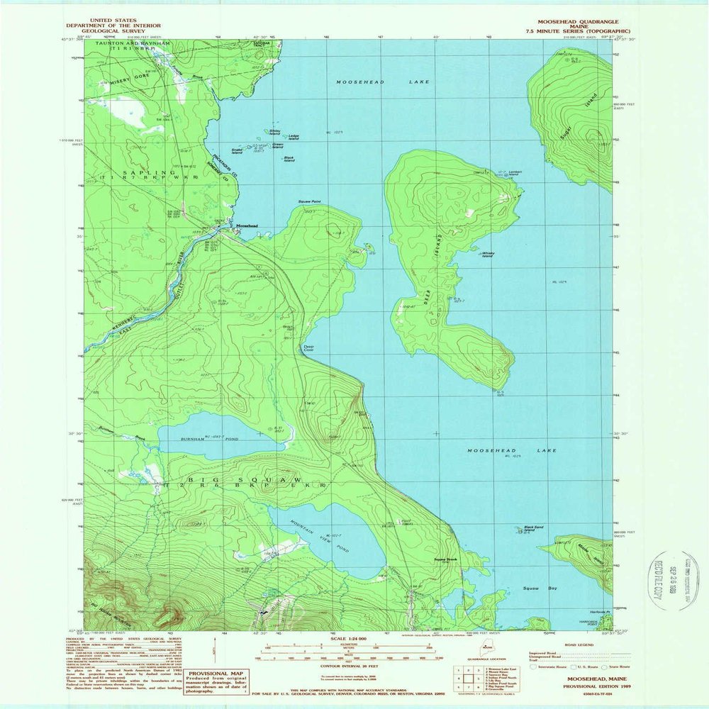 YellowMaps Moosehead ME topo map, 1:24000 Scale, 7.5 X 7.5 Minute, Historical, 1989, Updated 1989, 27.3 x 21.5 in - Polypropylene