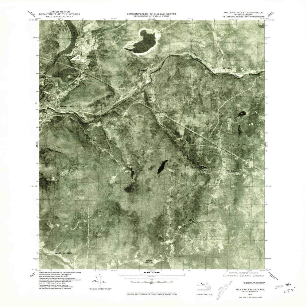 YellowMaps Millers Falls MA topo map, 1:25000 Scale, 7.5 X 7.5 Minute, Historical, 1975, Updated 1981, 26.9 x 22 in - Polypropylene