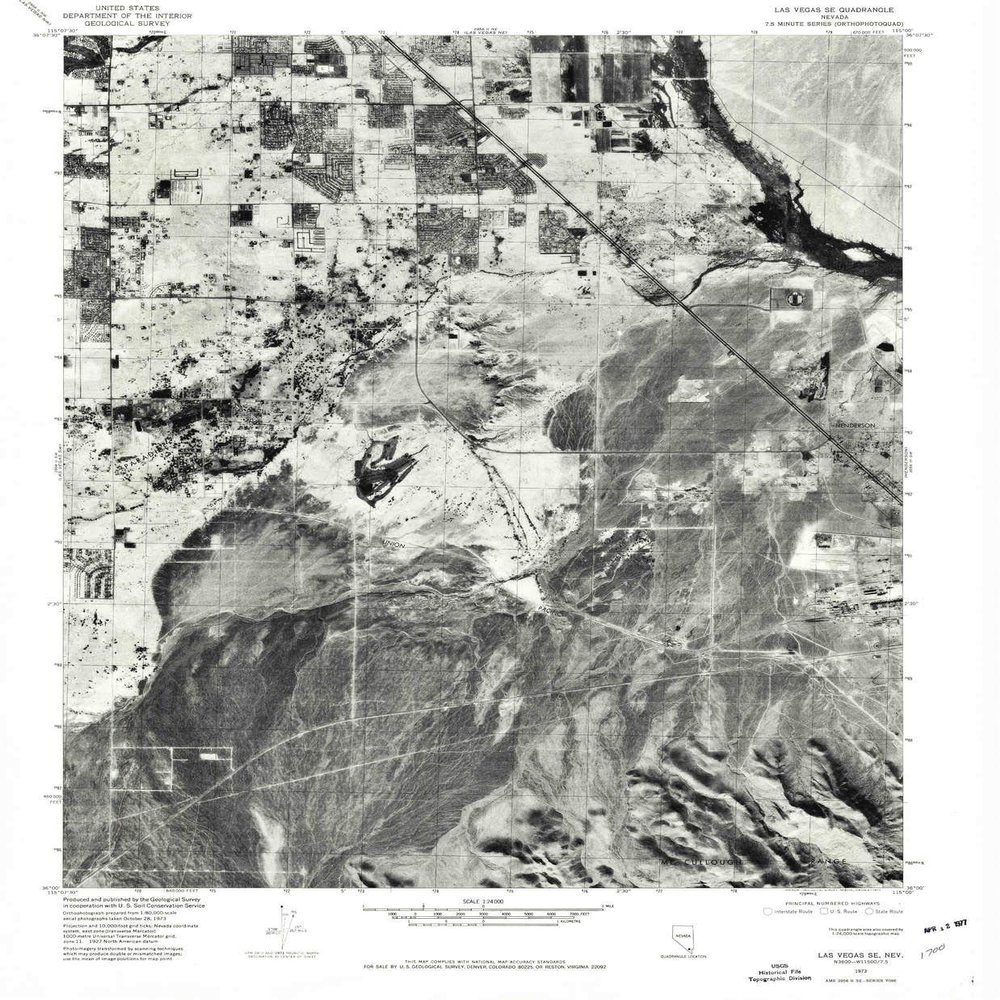 YellowMaps Las Vegas SE NV topo map, 1:24000 Scale, 7.5 X 7.5 Minute, Historical, 1973, Updated 1977, 26.7 x 22 in - Polypropylene
