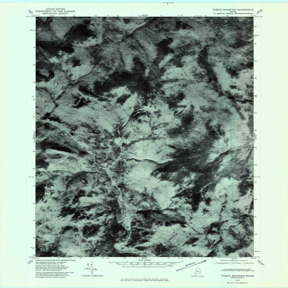 YellowMaps Puzzle Mountain ME topo map, 1:24000 Scale, 7.5 X 7.5 Minute, Historical, 1977, Updated 1983, 27.3 x 21.5 in - Polypropylene