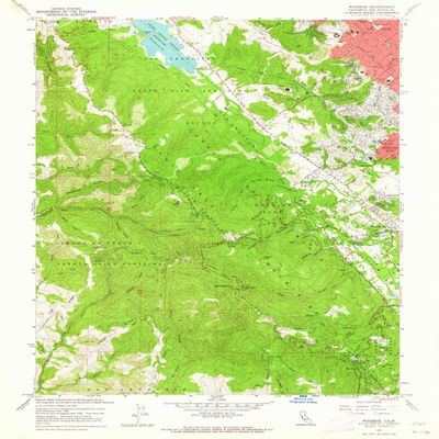 YellowMaps Woodside CA topo map, 1:24000 Scale, 7.5 X 7.5 Minute, Historical, 1961, Updated 1964, 26.7 x 21.9 in - Polypropylene