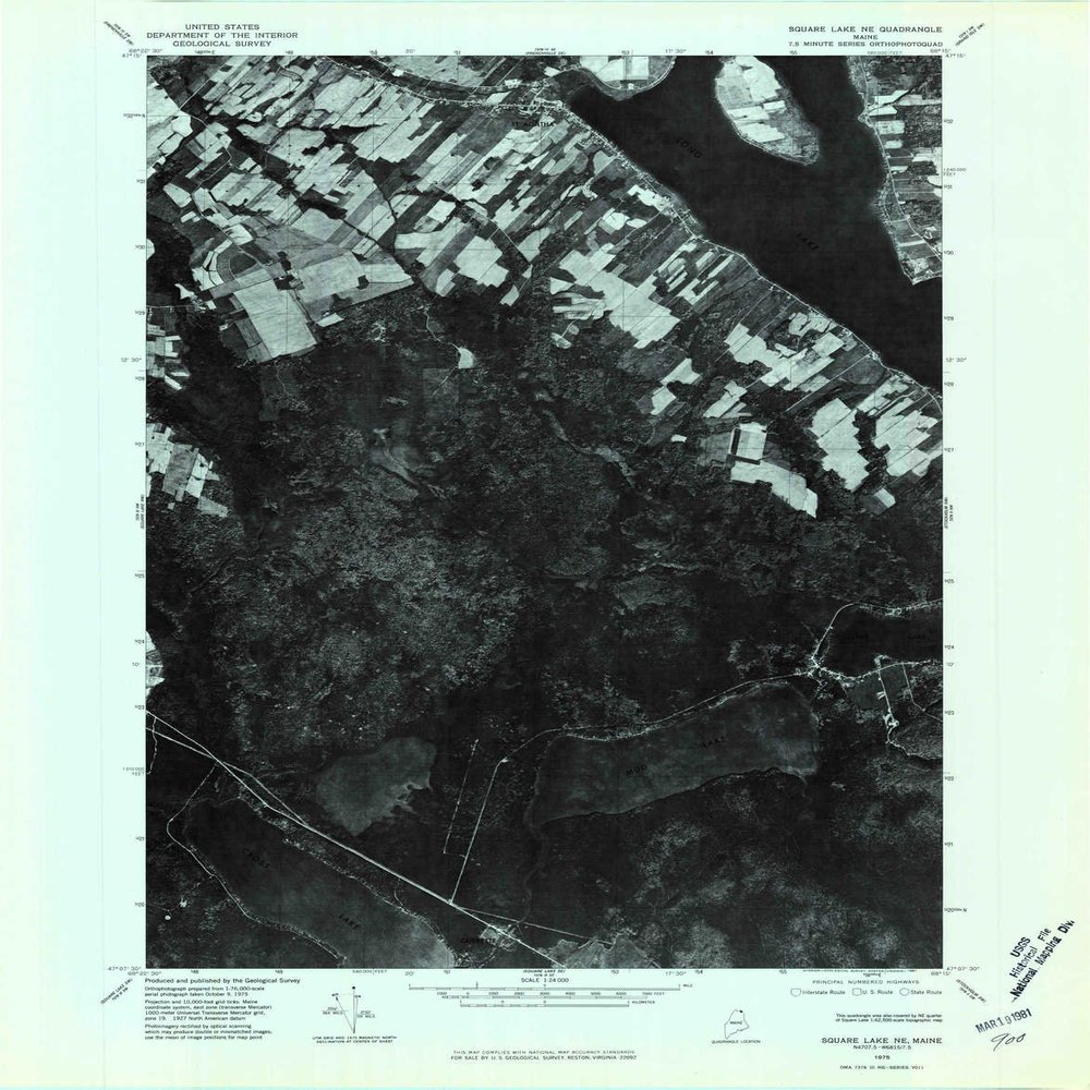 YellowMaps Square Lake NE ME topo map, 1:24000 Scale, 7.5 X 7.5 Minute, Historical, 1975, Updated 1981, 27.2 x 21.3 in - Polypropylene