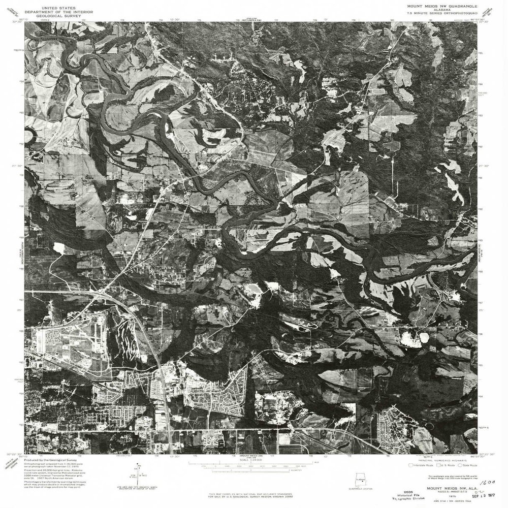 YellowMaps Mount Meigs NW AL topo map, 1:24000 Scale, 7.5 X 7.5 Minute, Historical, 1975, Updated 1977, 26.7 x 21.6 in - Polypropylene