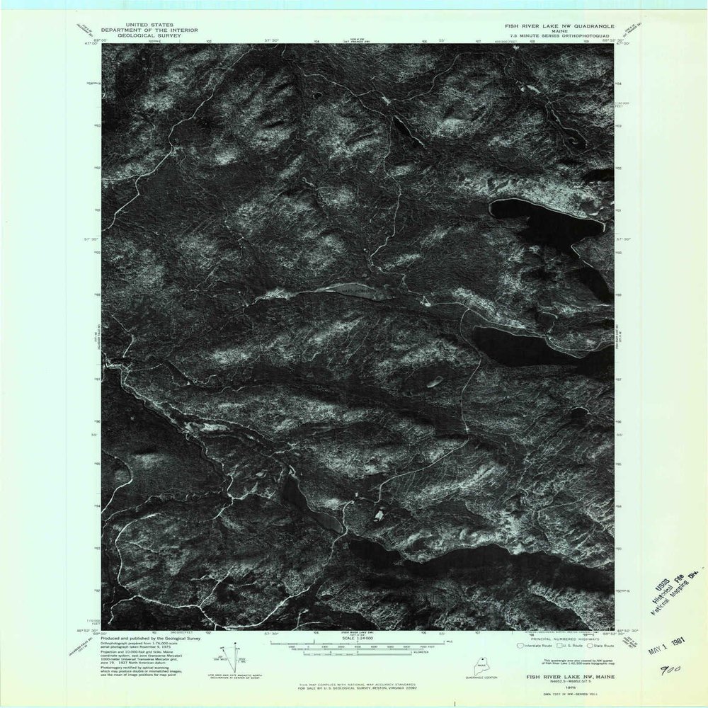 YellowMaps Fish River Lake NW ME topo map, 1:24000 Scale, 7.5 X 7.5 Minute, Historical, 1975, Updated 1981, 27.5 x 21.5 in - Polypropylene