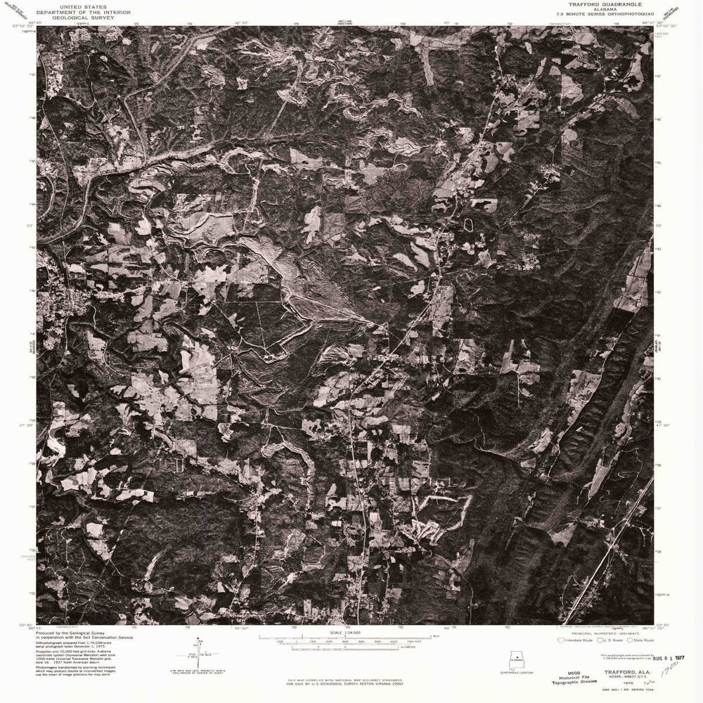 YellowMaps Trafford AL topo map, 1:24000 Scale, 7.5 X 7.5 Minute, Historical, 1975, Updated 1977, 26.7 x 21.6 in - Polypropylene