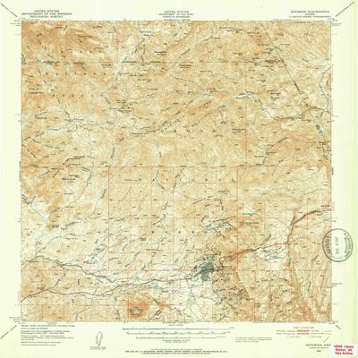 YellowMaps Superior AZ topo map, 1:62500 Scale, 15 X 15 Minute, Historical, 1948, Updated 1953, 20.8 x 16.9 in - Polypropylene