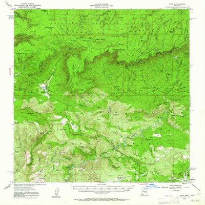 YellowMaps Pine AZ topo map, 1:62500 Scale, 15 X 15 Minute, Historical, 1952, Updated 1962, 20.7 x 16.9 in - Tyvek