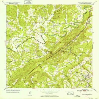 YellowMaps Blount Springs AL topo map, 1:24000 Scale, 7.5 X 7.5 Minute, Historical, 1951, Updated 1952, 27.1 x 21.9 in - Polypropylene