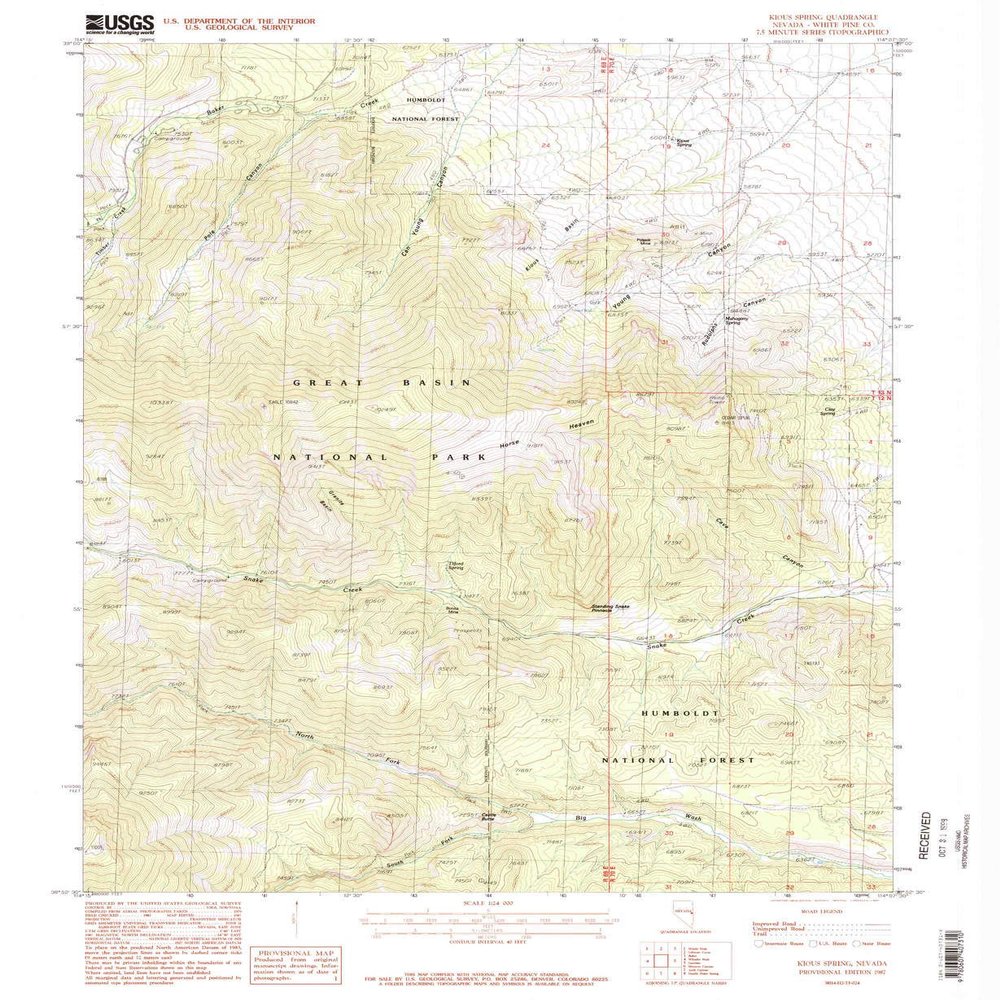 YellowMaps Kious Spring NV topo map, 1:24000 Scale, 7.5 X 7.5 Minute, Historical, 1987, Updated 1987, 26.8 x 22 in - Polypropylene
