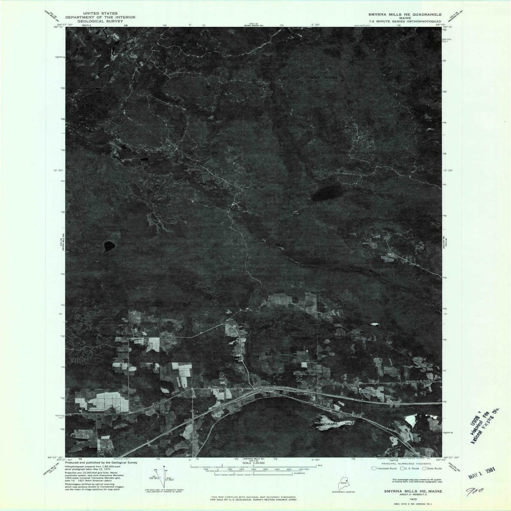 YellowMaps Smyrna Mills NE ME topo map, 1:24000 Scale, 7.5 X 7.5 Minute, Historical, 1975, Updated 1980, 27.1 x 21.5 in - Polypropylene