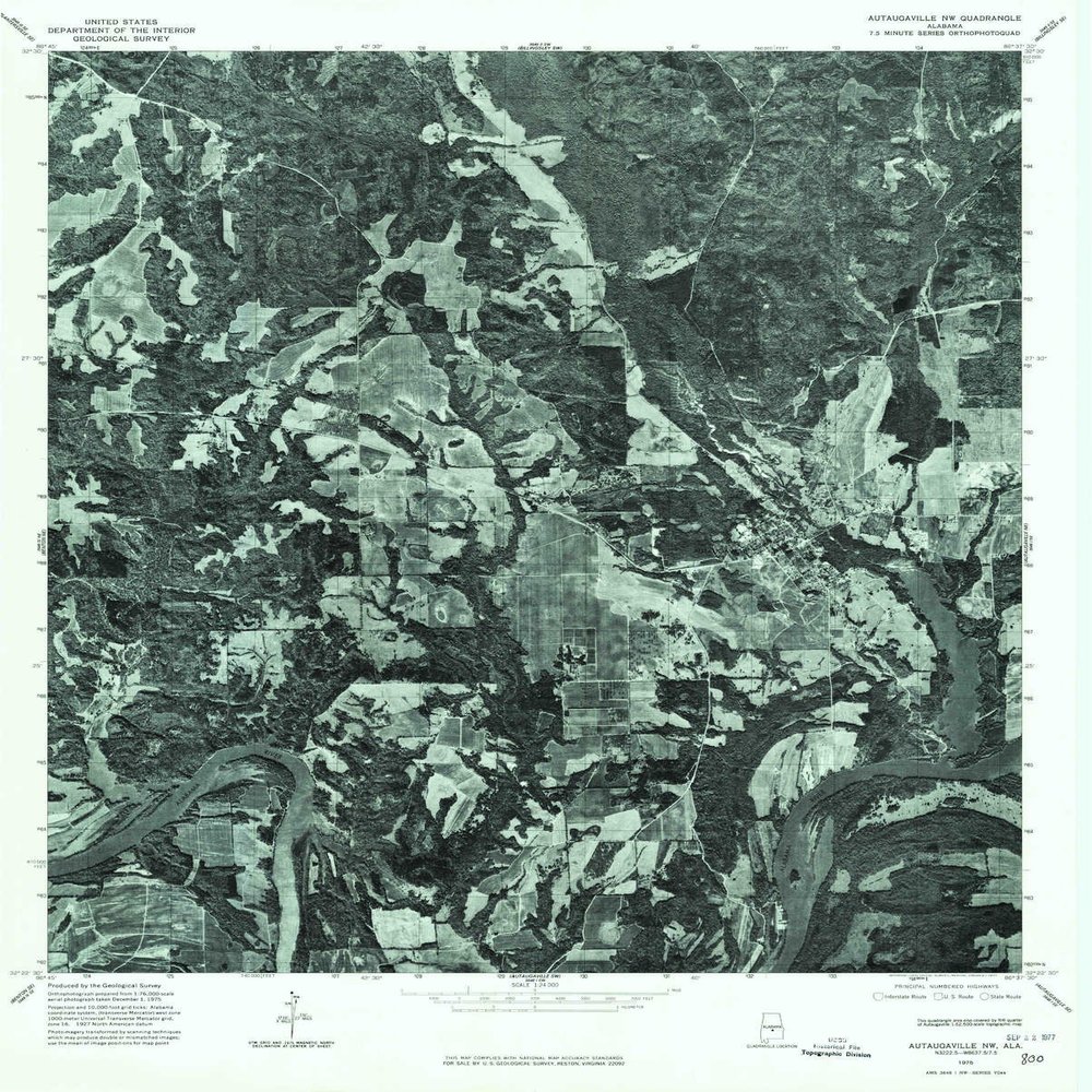 YellowMaps Autaugaville NW AL topo map, 1:24000 Scale, 7.5 X 7.5 Minute, Historical, 1975, Updated 1977, 26.9 x 21.6 in - Polypropylene