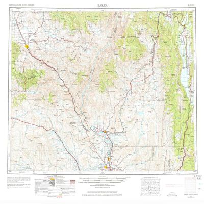YellowMaps Baker OR topo map, 1:250000 Scale, 1 X 2 Degree, Historical, 1955, Updated 1974, 22.4 x 28 in - Tyvek