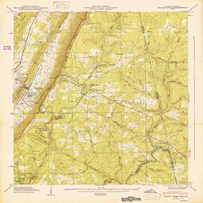 YellowMaps Valley Head AL topo map, 1:24000 Scale, 7.5 X 7.5 Minute, Historical, 1947, Updated 1947, 26.8 x 22 in - Paper