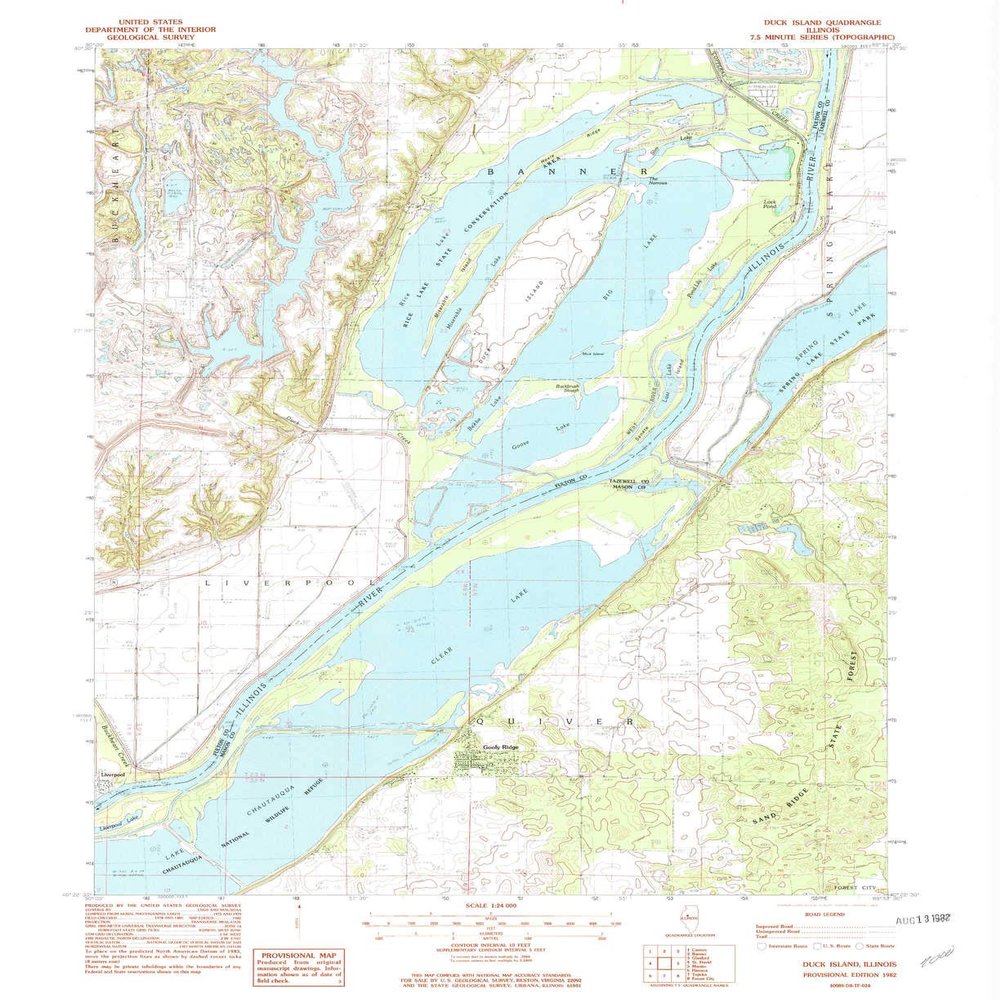 YellowMaps Duck Island IL topo map, 1:24000 Scale, 7.5 X 7.5 Minute, Historical, 1982, Updated 1982, 26.9 x 22 in - Polypropylene