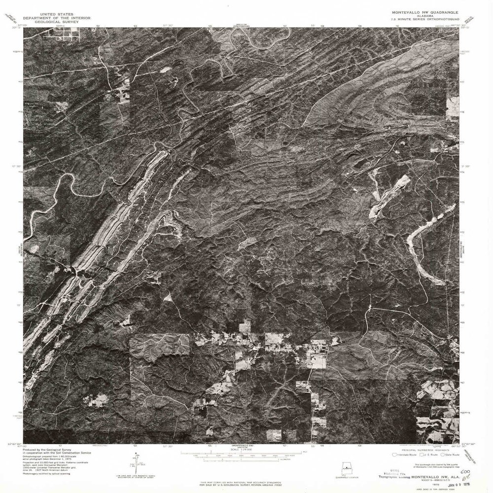 YellowMaps Montevallo NW AL topo map, 1:24000 Scale, 7.5 X 7.5 Minute, Historical, 1975, Updated 1977, 26.9 x 21.6 in - Polypropylene