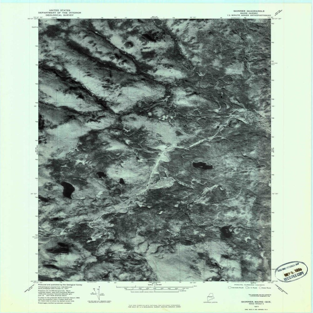 YellowMaps Skinner ME topo map, 1:24000 Scale, 7.5 X 7.5 Minute, Historical, 1977, Updated 1983, 27.2 x 21.5 in - Polypropylene
