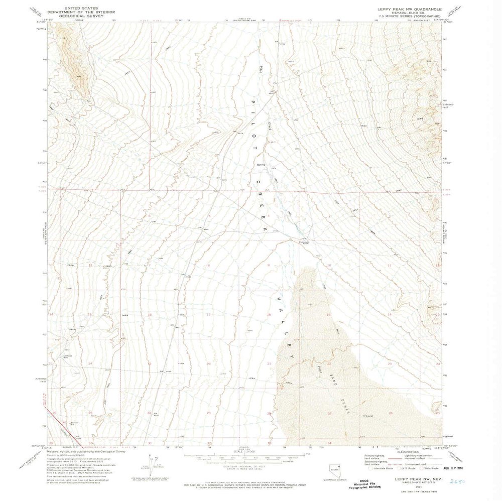 YellowMaps Leppy Peak NW NV topo map, 1:24000 Scale, 7.5 X 7.5 Minute, Historical, 1971, Updated 1974, 27 x 22 in - Polypropylene
