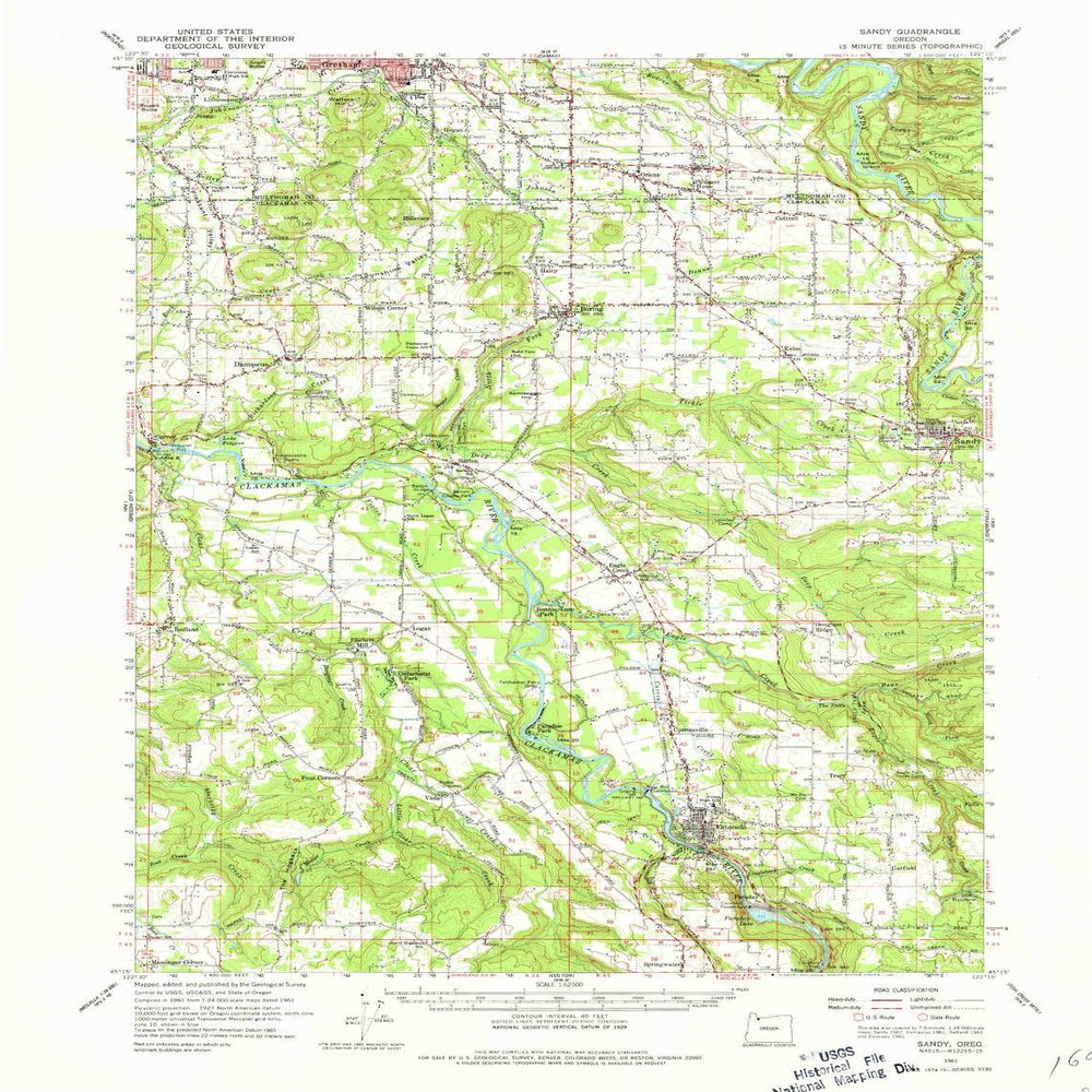 YellowMaps Sandy OR topo map, 1:62500 Scale, 15 X 15 Minute, Historical, 1961, Updated 1981, 21 x 16.1 in - Polypropylene