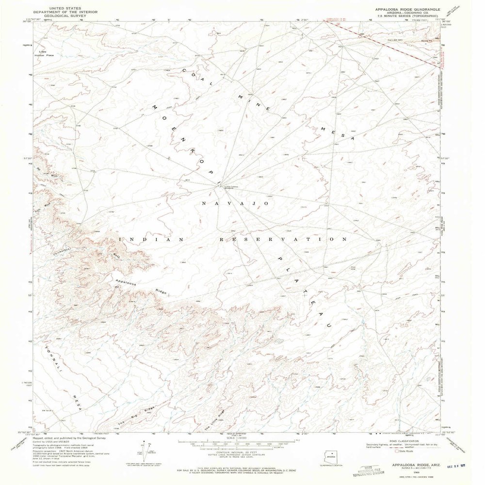YellowMaps Appaloosa Ridge AZ topo map, 1:24000 Scale, 7.5 X 7.5 Minute, Historical, 1969, Updated 1971, 26.9 x 22 in - Polypropylene
