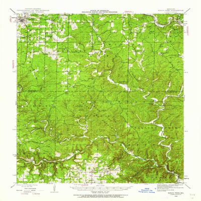 YellowMaps Birch Tree MO topo map, 1:62500 Scale, 15 X 15 Minute, Historical, 1944, Updated 1962, 20.8 x 16.9 in - Polypropylene