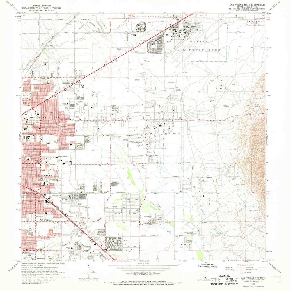 YellowMaps Las Vegas NE NV topo map, 1:24000 Scale, 7.5 X 7.5 Minute, Historical, 1967, Updated 1968, 26.9 x 22 in - Tyvek