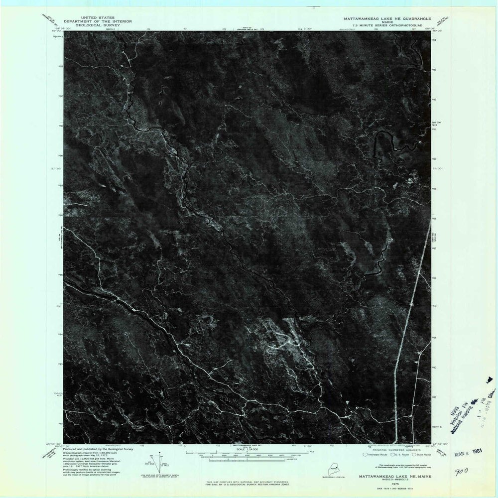 YellowMaps Mattawamkeag Lake NE ME topo map, 1:24000 Scale, 7.5 X 7.5 Minute, Historical, 1975, Updated 1980, 27.5 x 21.5 in - Polypropylene
