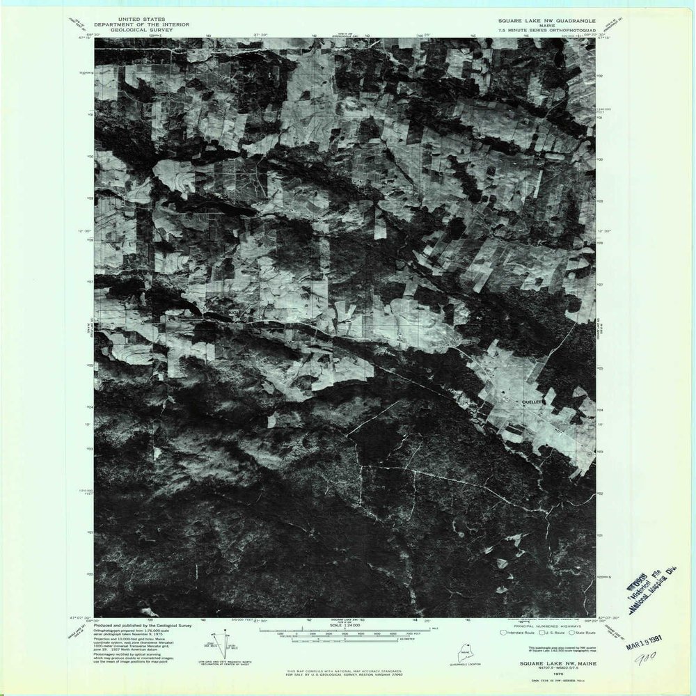 YellowMaps Square Lake NW ME topo map, 1:24000 Scale, 7.5 X 7.5 Minute, Historical, 1975, Updated 1981, 27.4 x 21.6 in - Polypropylene