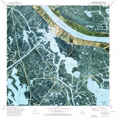 YellowMaps Port Sulphur LA topo map, 1:24000 Scale, 7.5 X 7.5 Minute, Historical, 1973, Updated 1976, 26.8 x 22.9 in - Tyvek