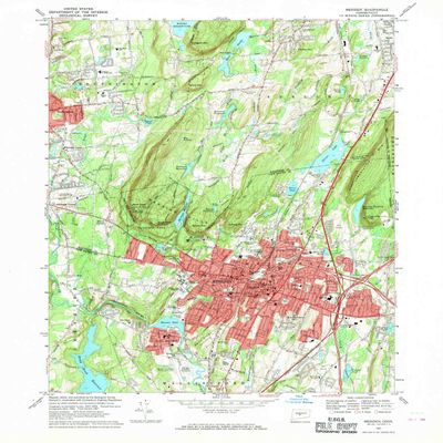 YellowMaps Meriden CT topo map, 1:24000 Scale, 7.5 X 7.5 Minute, Historical, 1967, Updated 1970, 27.1 x 21.9 in - Polypropylene