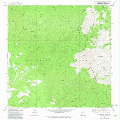 YellowMaps Battleship Butte AZ topo map, 1:24000 Scale, 7.5 X 7.5 Minute, Historical, 1974, Updated 1982, 26.8 x 22 in - Polypropylene