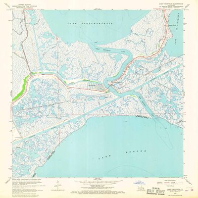 YellowMaps Chef Menteur LA topo map, 1:24000 Scale, 7.5 X 7.5 Minute, Historical, 1967, Updated 1968, 26.9 x 22.9 in - Polypropylene