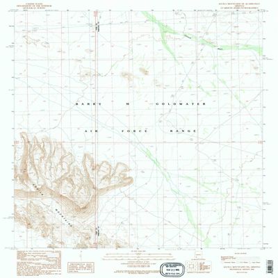 YellowMaps Aguila Mountains NE AZ topo map, 1:24000 Scale, 7.5 X 7.5 Minute, Historical, 1990, Updated 1990, 26.7 x 21.5 in - Polypropylene