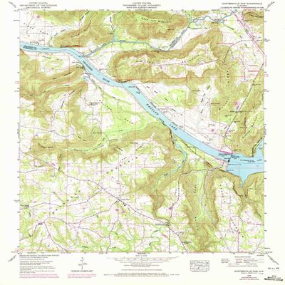YellowMaps Guntersville Dam AL topo map, 1:24000 Scale, 7.5 X 7.5 Minute, Historical, 1948, Updated 1972, 26.8 x 22 in - Tyvek