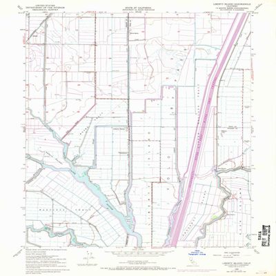 YellowMaps Liberty Island CA topo map, 1:24000 Scale, 7.5 X 7.5 Minute, Historical, 1952, Updated 1970, 26.9 x 22 in - Polypropylene
