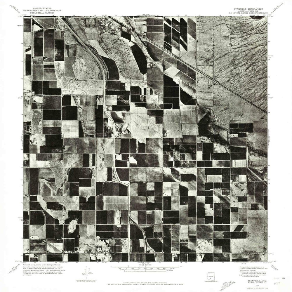 YellowMaps Stanfield AZ topo map, 1:24000 Scale, 7.5 X 7.5 Minute, Historical, 1971, Updated 1972, 27.1 x 23 in - Polypropylene