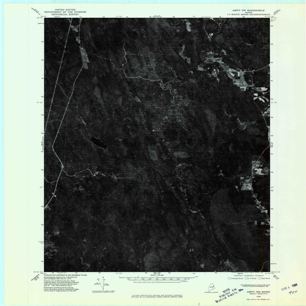 YellowMaps Amity NW ME topo map, 1:24000 Scale, 7.5 X 7.5 Minute, Historical, 1975, Updated 1980, 27.4 x 21.5 in - Polypropylene