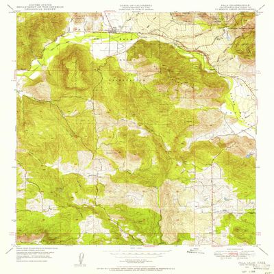 YellowMaps Pala CA topo map, 1:24000 Scale, 7.5 X 7.5 Minute, Historical, 1949, Updated 1956, 26.8 x 21.9 in - Tyvek