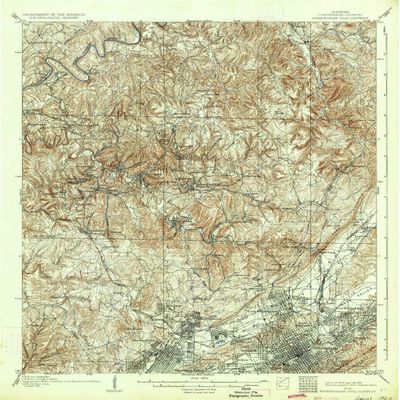 YellowMaps Birmingham Coal District AL topo map, 1:62500 Scale, 15 X 15 Minute, Historical, 1906, Updated 1934, 19.9 x 16.5 in - Polypropylene