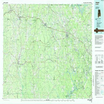 YellowMaps Jasper AL topo map, 1:100000 Scale, 30 X 60 Minute, Historical, 1984, Updated 1985, 24.1 x 42.9 in - Tyvek