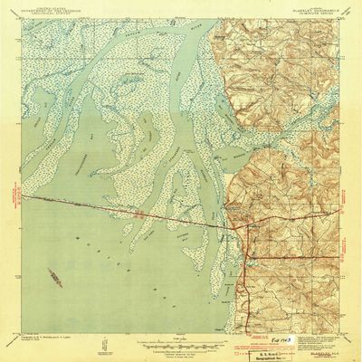 YellowMaps Blakeley AL topo map, 1:31680 Scale, 7.5 X 7.5 Minute, Historical, 1943, 19.8 x 16.9 in - Polypropylene