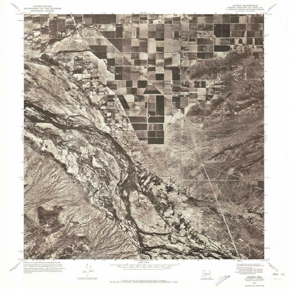 YellowMaps Laveen AZ topo map, 1:24000 Scale, 7.5 X 7.5 Minute, Historical, 1971, Updated 1972, 26.8 x 23 in - Polypropylene