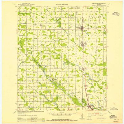 YellowMaps Abbotsford WI topo map, 1:48000 Scale, 15 X 15 Minute, Historical, 1953, Updated 1955, 27.33 x 22.65 in - Polypropylene