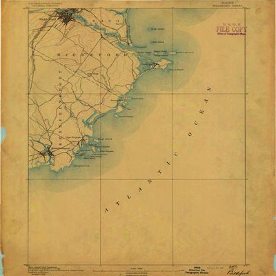 YellowMaps Biddeford ME topo map, 1:62500 Scale, 15 X 15 Minute, Historical, 1891, 18.8 x 16.3 in - Polypropylene