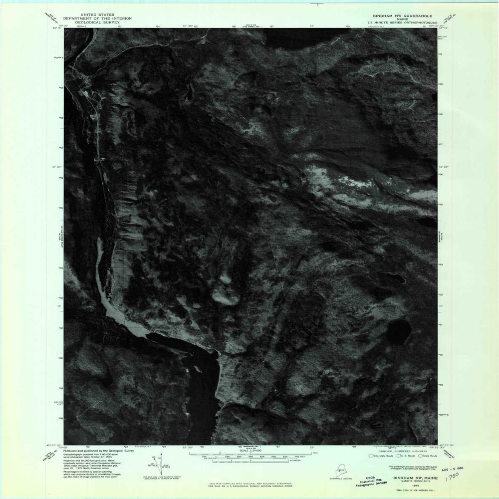 YellowMaps Bingham NW ME topo map, 1:24000 Scale, 7.5 X 7.5 Minute, Historical, 1975, Updated 1980, 27.3 x 21.5 in - Polypropylene