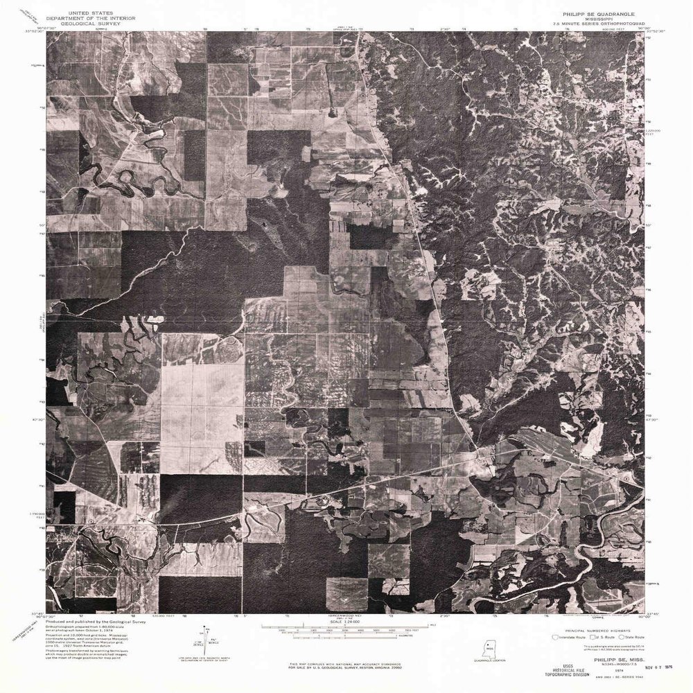 YellowMaps Philipp SE MS topo map, 1:24000 Scale, 7.5 X 7.5 Minute, Historical, 1974, Updated 1975, 27.1 x 22 in - Polypropylene